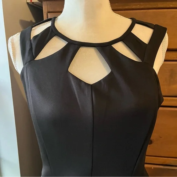 Sweet Storm L Black Dress Cut Outs Fit & Flare CUTE - Picture 3 of 6